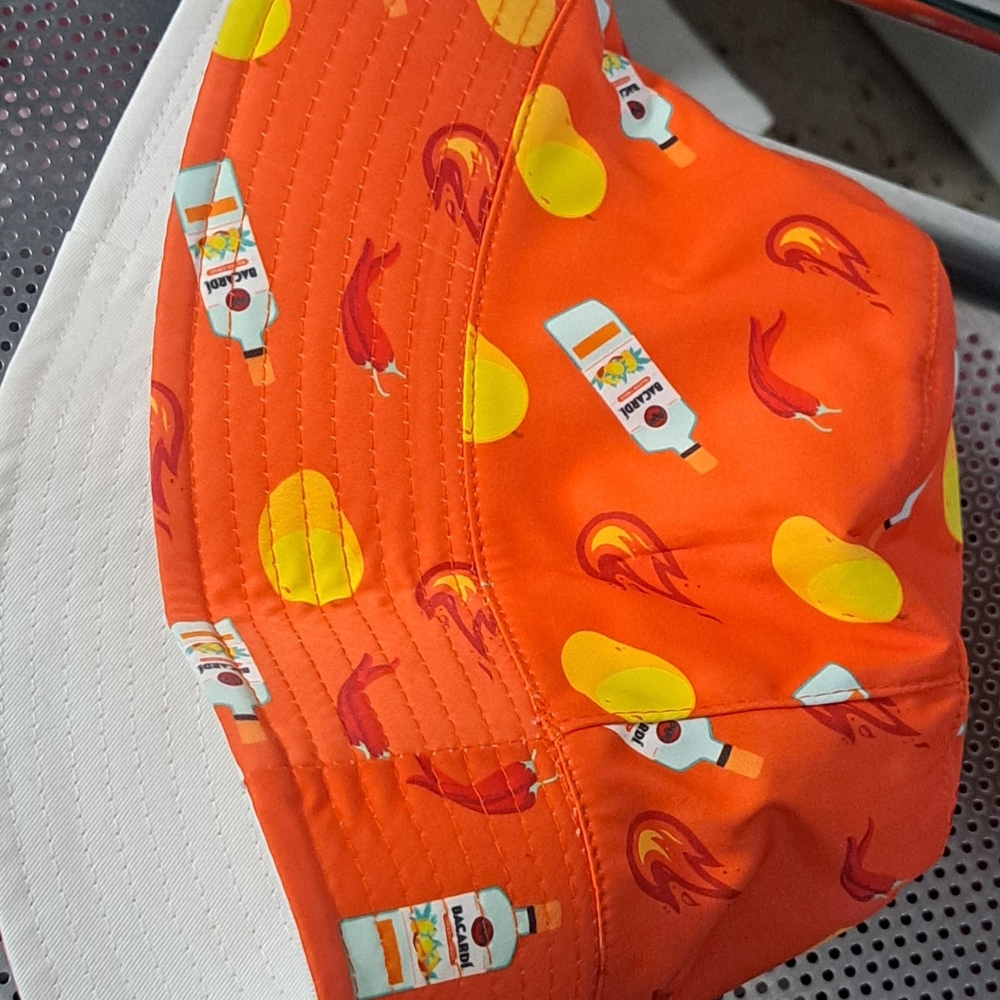 Bacardi Mango Chile Reversible Orange & White Bucket Hat with Chili Peppers - Picture 5 of 6